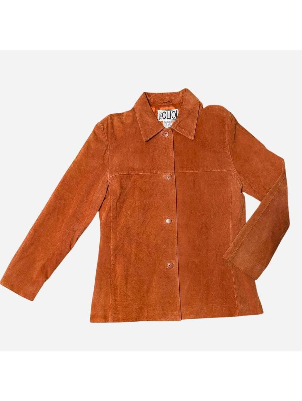 Vintage 90s Y2K  Clio Genuine Suede Rust Boho Jacket Medium